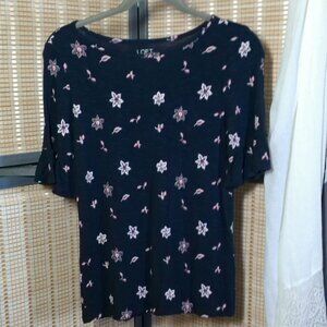 Loft Outlet Scoop Neck Blouse with Ruffle Elbow Sleeves